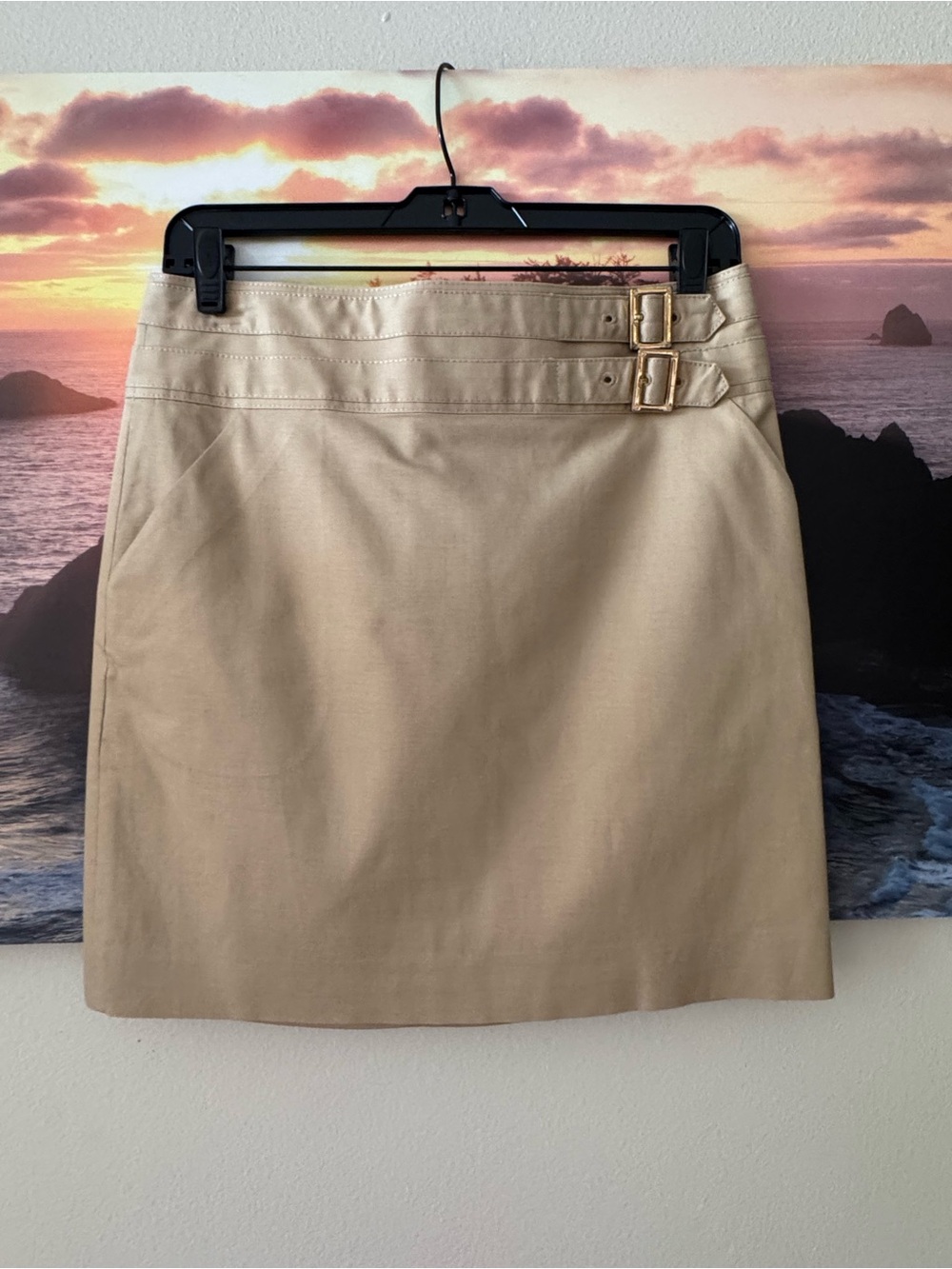 Tory Burch Beige A-Line Skirt with Dual Buckle Detail/ 2